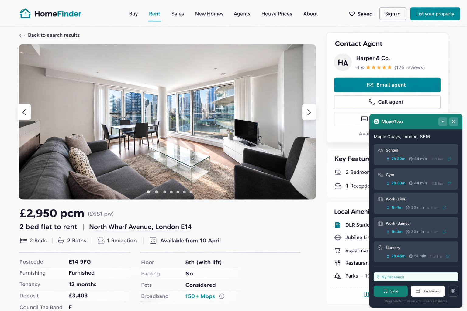 Extension overlay with commute badges